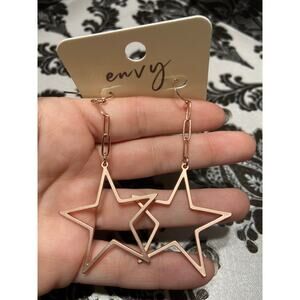 Envy rose gold star dangle earrings